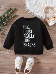 Baby Boy's Round Neck Pullover Letter Print Long Sleeve Sweatshirt