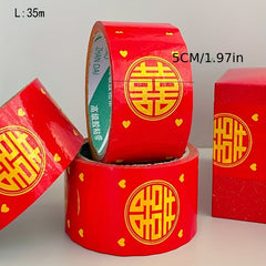 Chinese Character Red Tape Wedding Venue Arrangement Props 35m