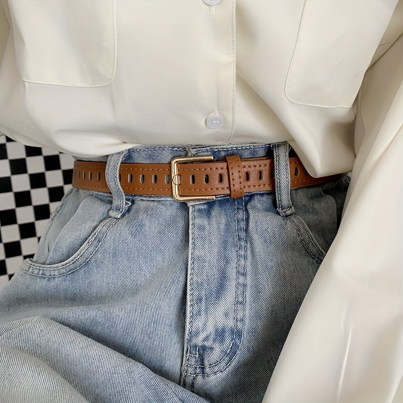 Girls Boys Hollow Buckle Retro Decorative Jeans Pants Belt