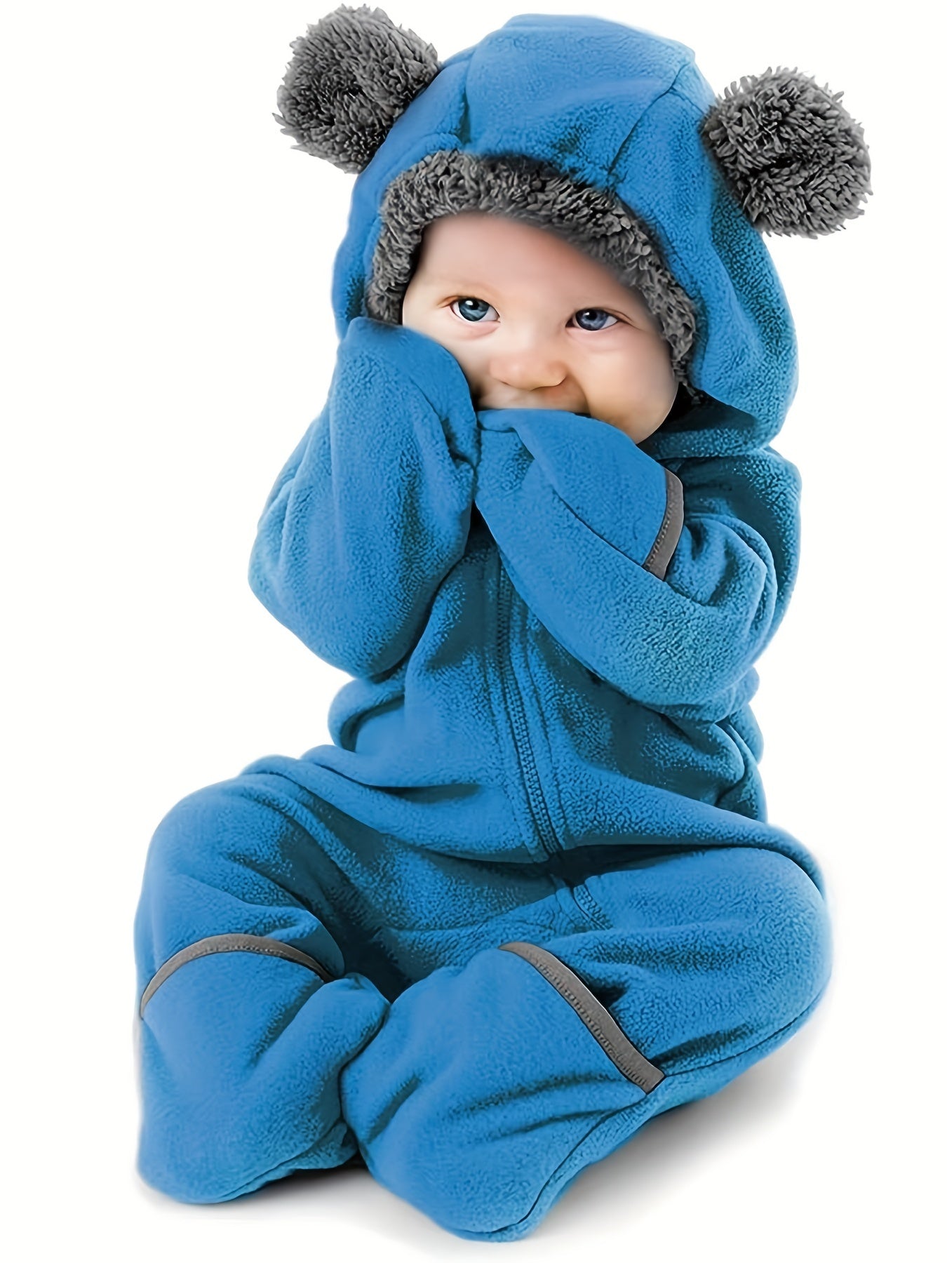 Fleece Baby Bunting Bodysuit Kids Hooded Romper Outerwear Toddler Warm Coat