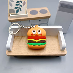 4pcs Soft Plastic French Fries Hamburger Keychain Car Pendant Backpack Pendant