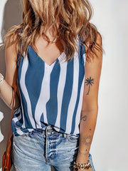 Stripe Print Knot Strap Tank Top