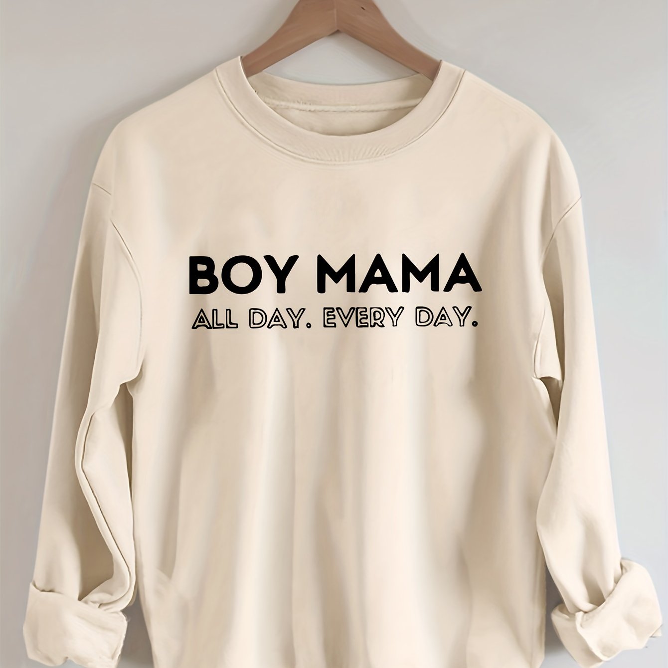 Boy Mama Letter Print Sweatshirt Women's Casual Pullover