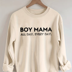 Boy Mama Letter Print Sweatshirt Women's Casual Pullover