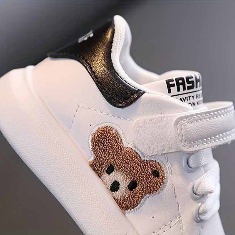 Embroidered Bear Low Top Skateboard Shoes For Girls