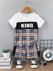 Boys Daddy Me Fists Print Block Outfit