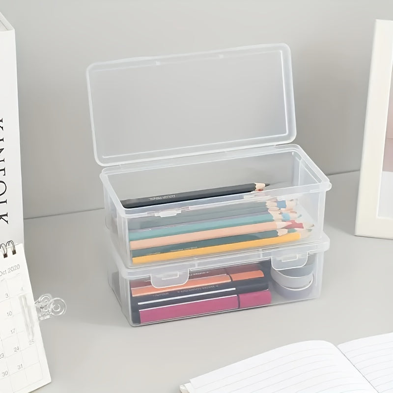 Large Capacity Pencil Case Transparent Storage Box Stationery Storage Box