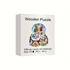 Christmas Theme Wooden Puzzle Animal Shaped Wooden Toys Santa Snowman