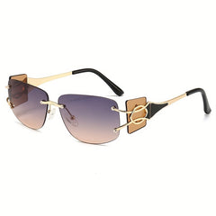 Y2K Rimless Sunglasses Gradient Metal UV400