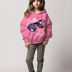 Print Hoodies Girls Comfy Pocket Pullover Kids Clothes Gift Christmas