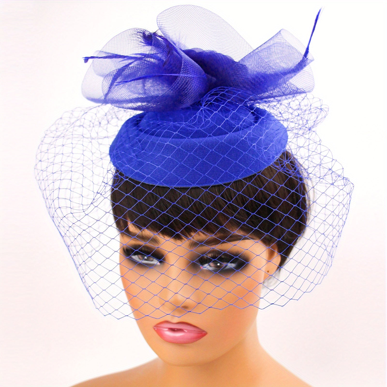 Vintage Fascinator Hat with Veil Flower Hair Clip for Women