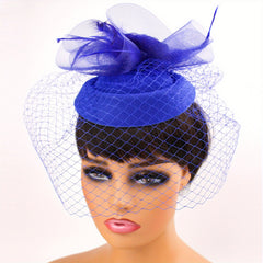 Vintage Fascinator Hat with Veil Flower Hair Clip for Women
