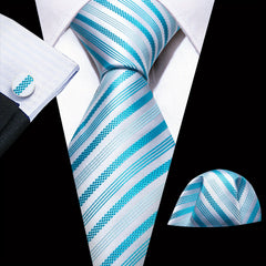 Barry Wang Men's Narrow Diagonal Stripe Tie Set