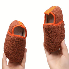 Boys Warm Fleece House Shoes Non Slip Soft Bottom Winter Indoor Shoes