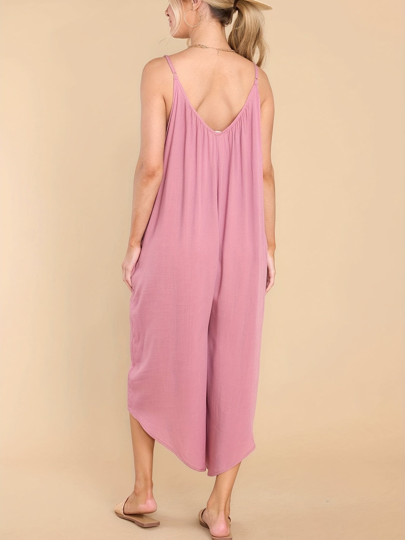 Ruched Jumpsuit Spaghetti Strap Wide Leg Jumpsuit