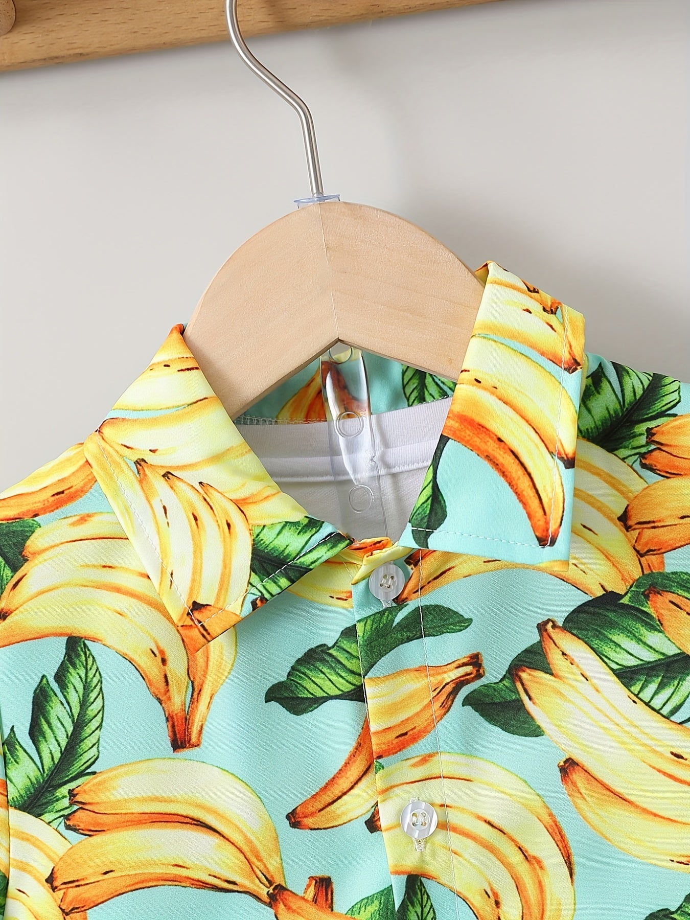 Boys Banana Print Shirt & Shorts Set Summer Kids