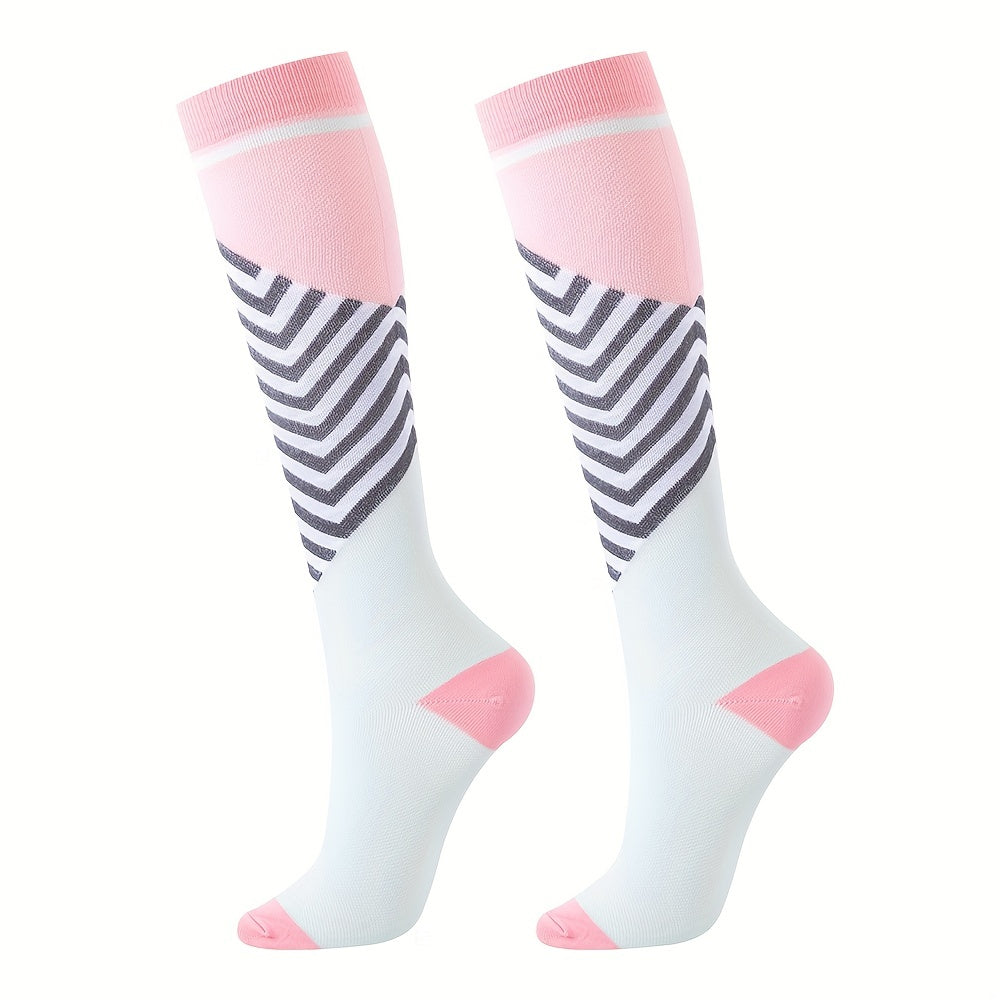 6 Pairs Compression Knee High Socks for Running and Cycling