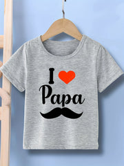 Boys I LOVE PAPA Top Short Sleeve T-shirt Casual Kids Summer Clothes
