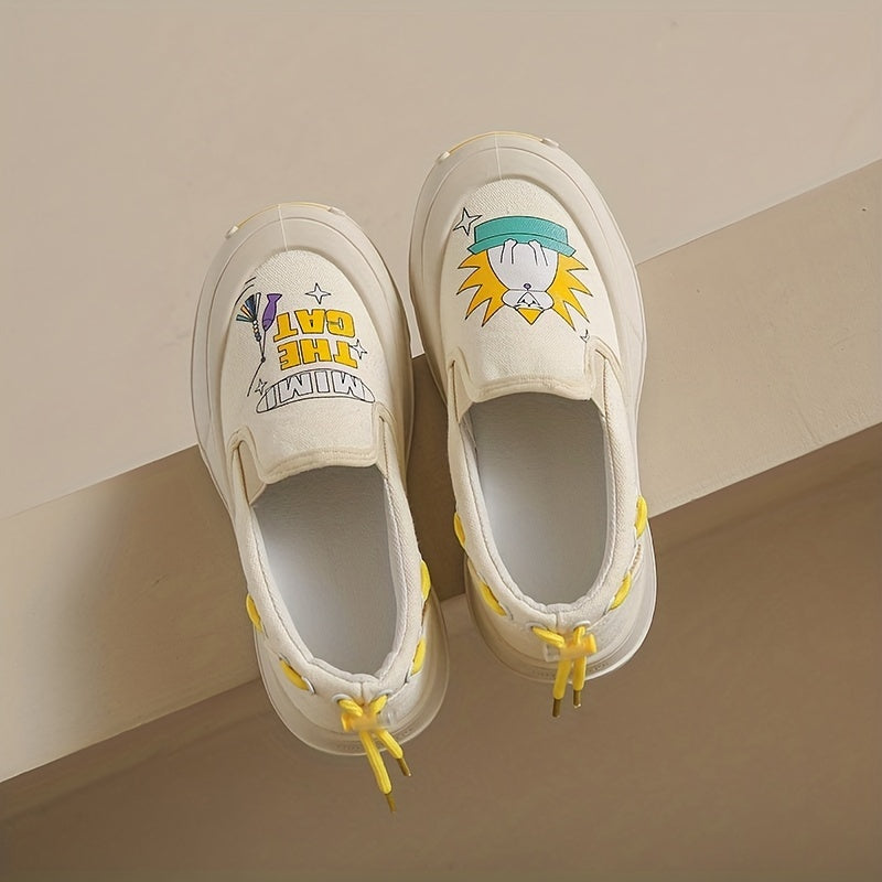 Graffiti Slip On Boat Shoes Casual Loafers Outdoor Canvas Sneakers