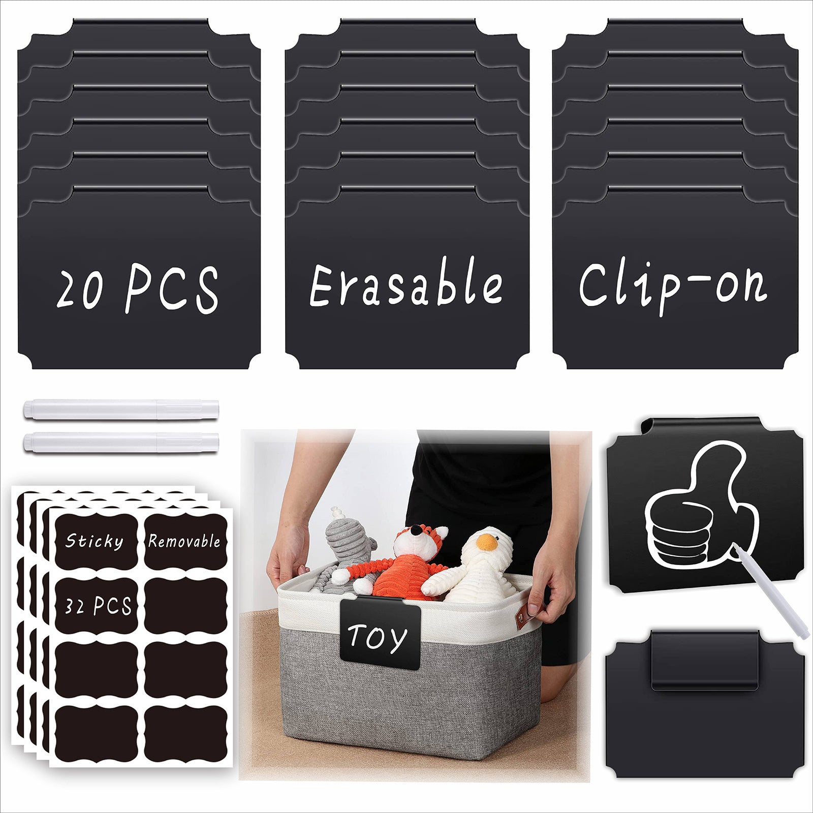 54-Piece Pantry & Storage Bin Labels Set with Chalk Markers