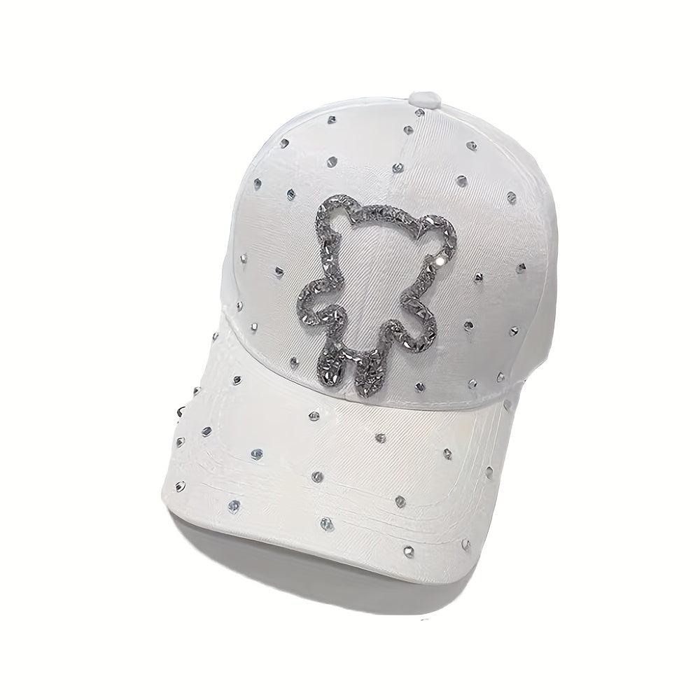 Rhinestone Teddy Couple Baseball Cap Cartoon Bear Sun Hat