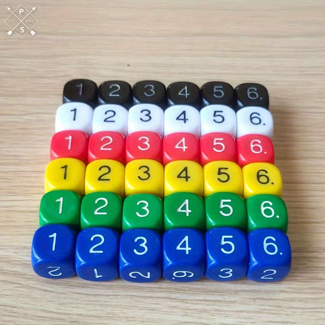 18 Pcs 16mm Rounded Acrylic Digital Dice in 3 Colors for Bar Games