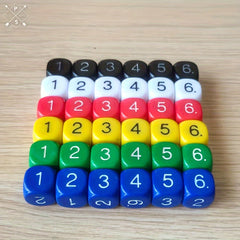 18 Pcs 16mm Rounded Acrylic Digital Dice in 3 Colors for Bar Games