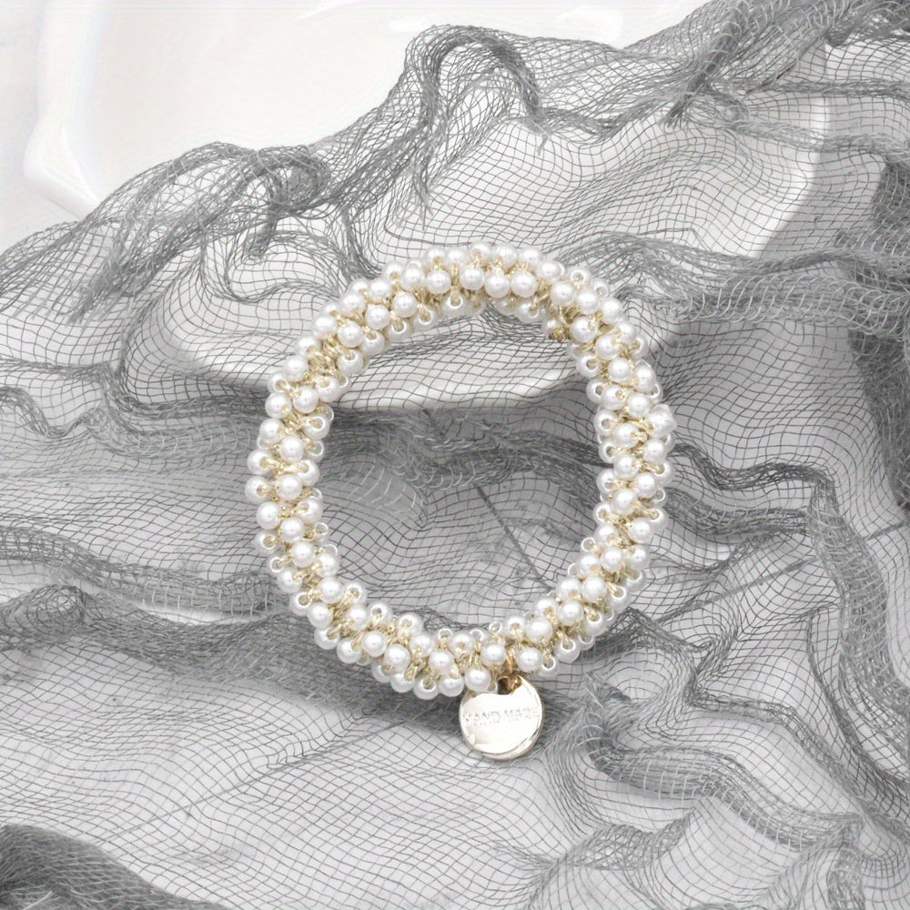 Crystal Hair Ties Elastic Hair Scrunchies Faux Pearl Hair Ropes Bead
