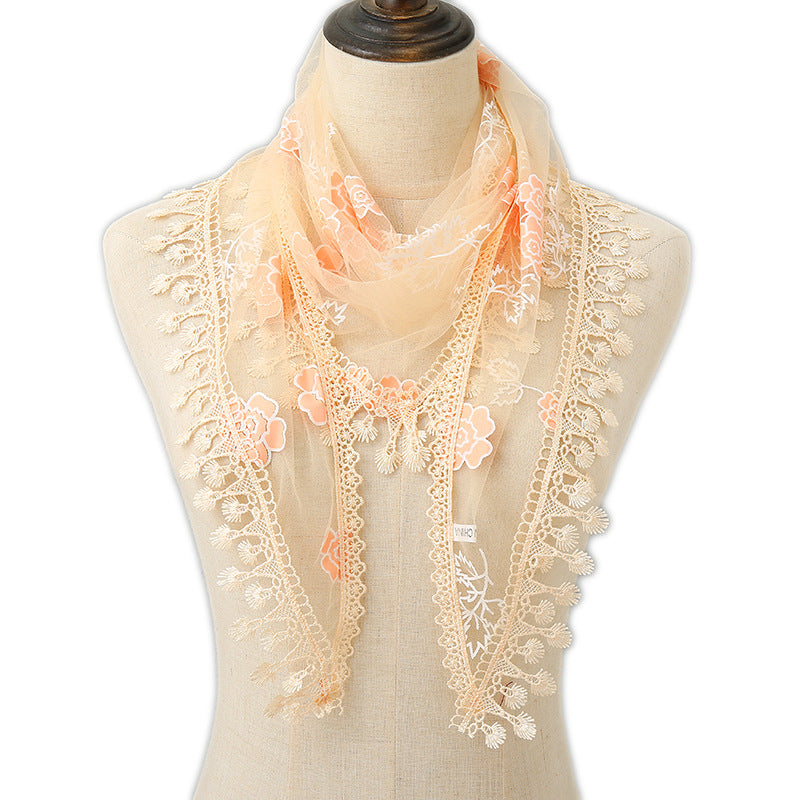 Colorful Tassel Lace Triangle Veil Head Covering Chapel Veil Latin Scarf