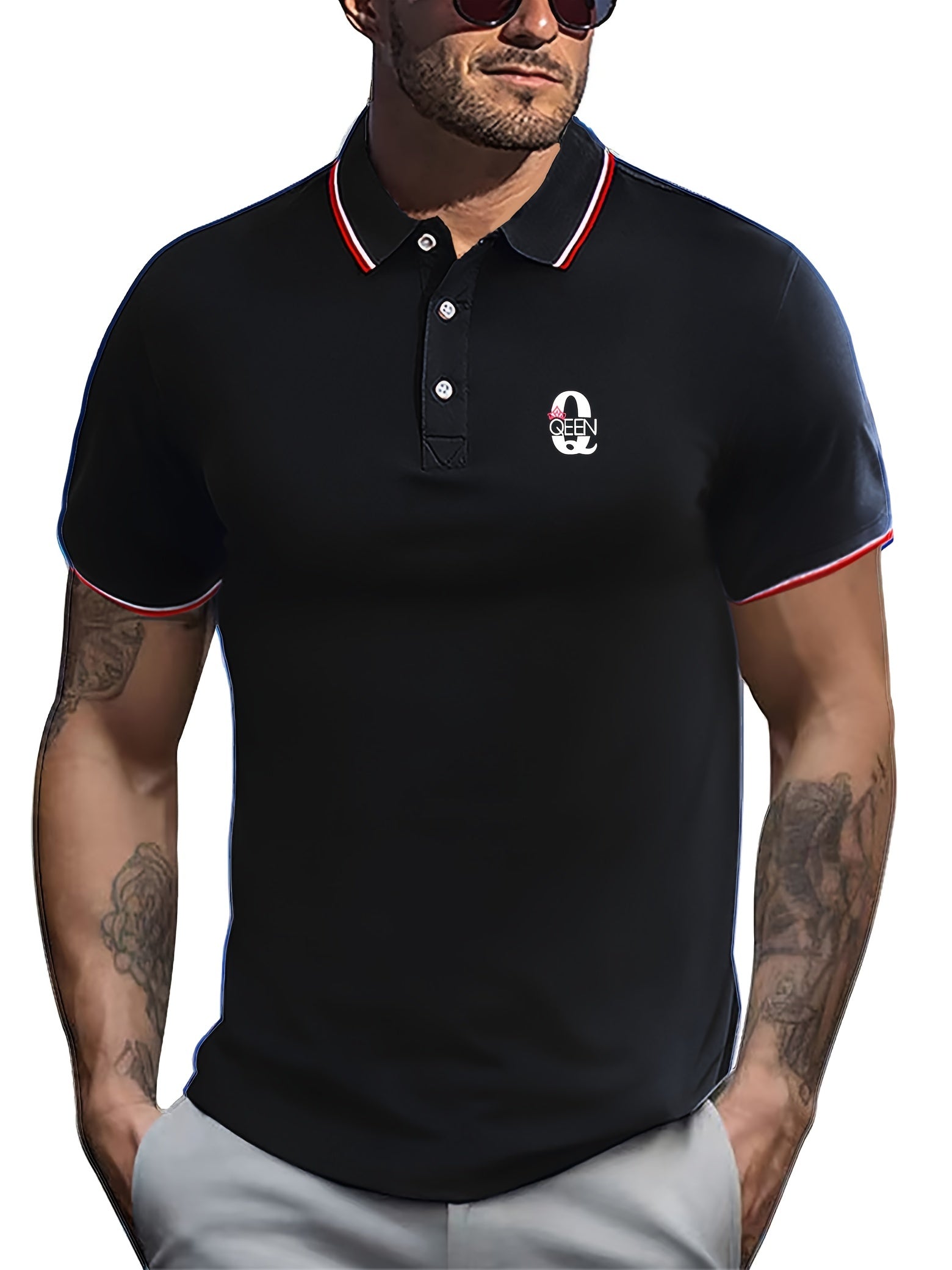 Men's Queen Print Golf Short Sleeve Shirt - Sports Top for Athletic Gym