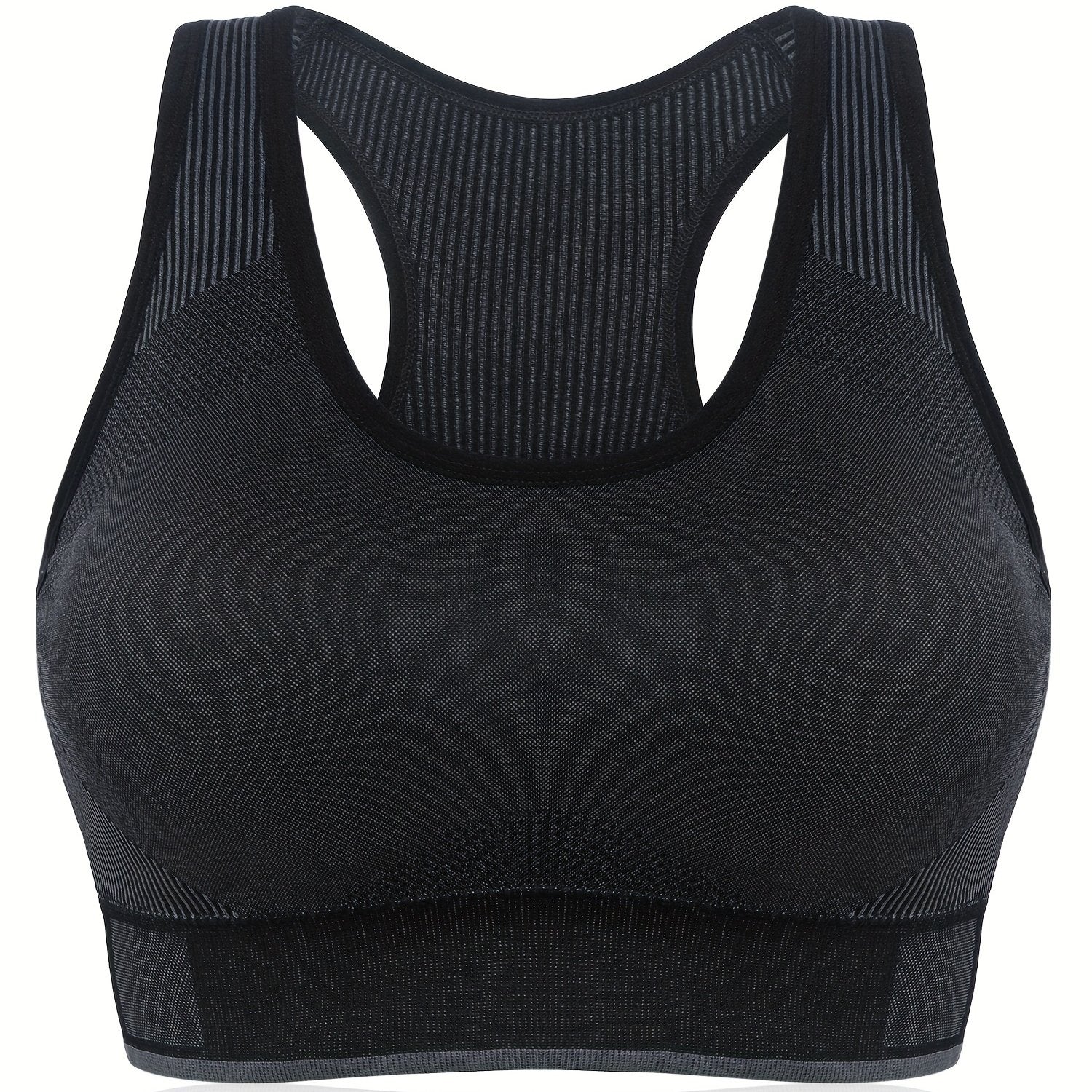 Sports Bra Women's Plus Striped Racer Back Workout Bra