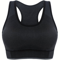 Sports Bra Women's Plus Striped Racer Back Workout Bra