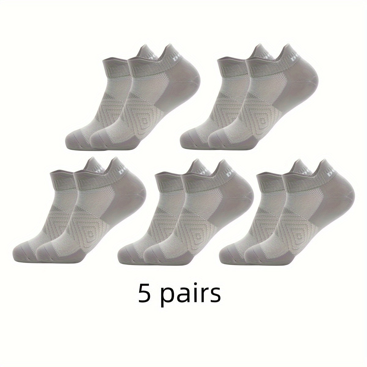 Men's Mid Crew Sport Socks 5 Pairs Nylon Sweat Absorbing Breathable Socks