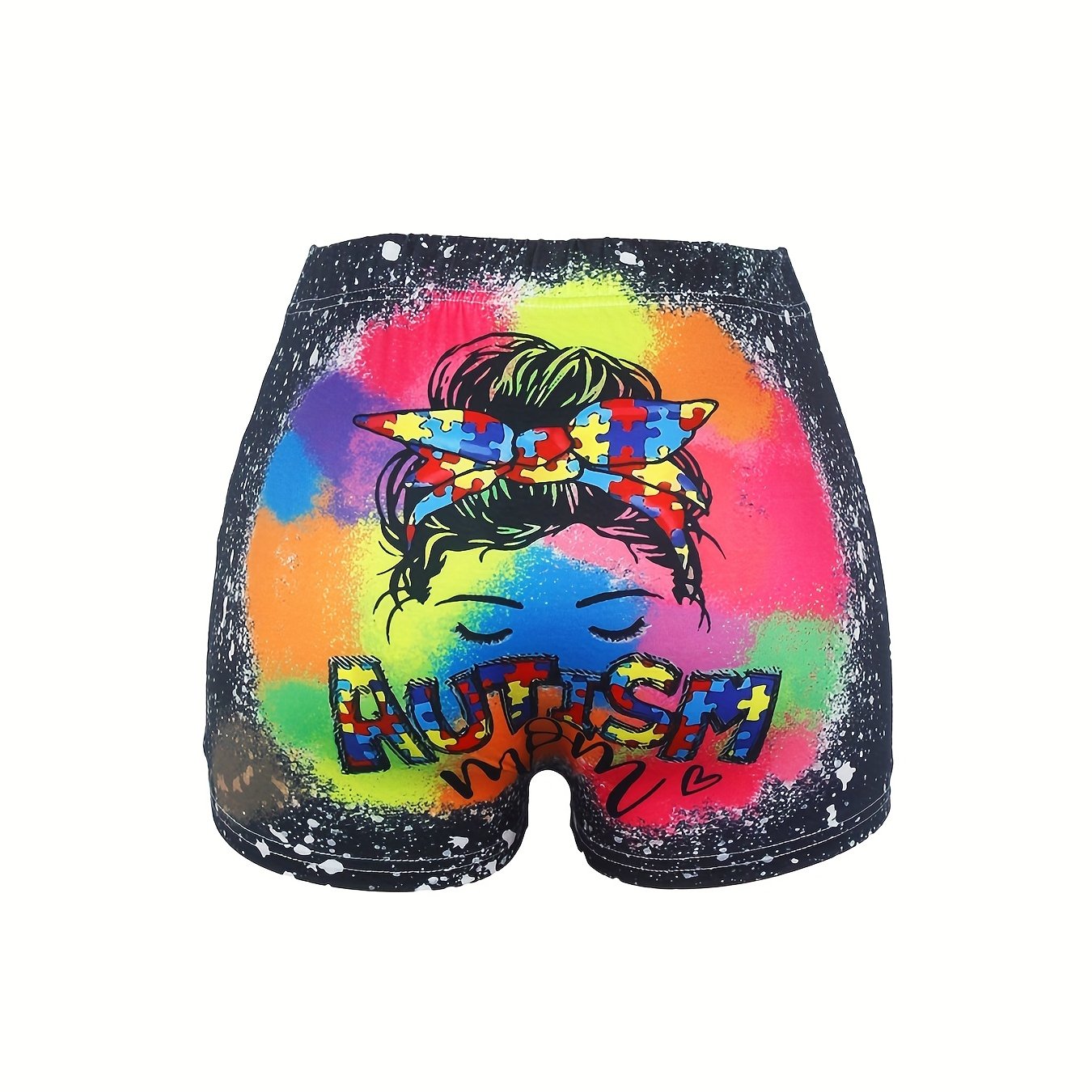 Autism Mom Print Skinny Shorts for Women