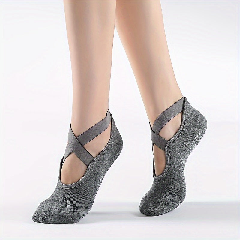 Cross Strap Yoga Socks Non-slip Ankle Socks for Pilates Dance