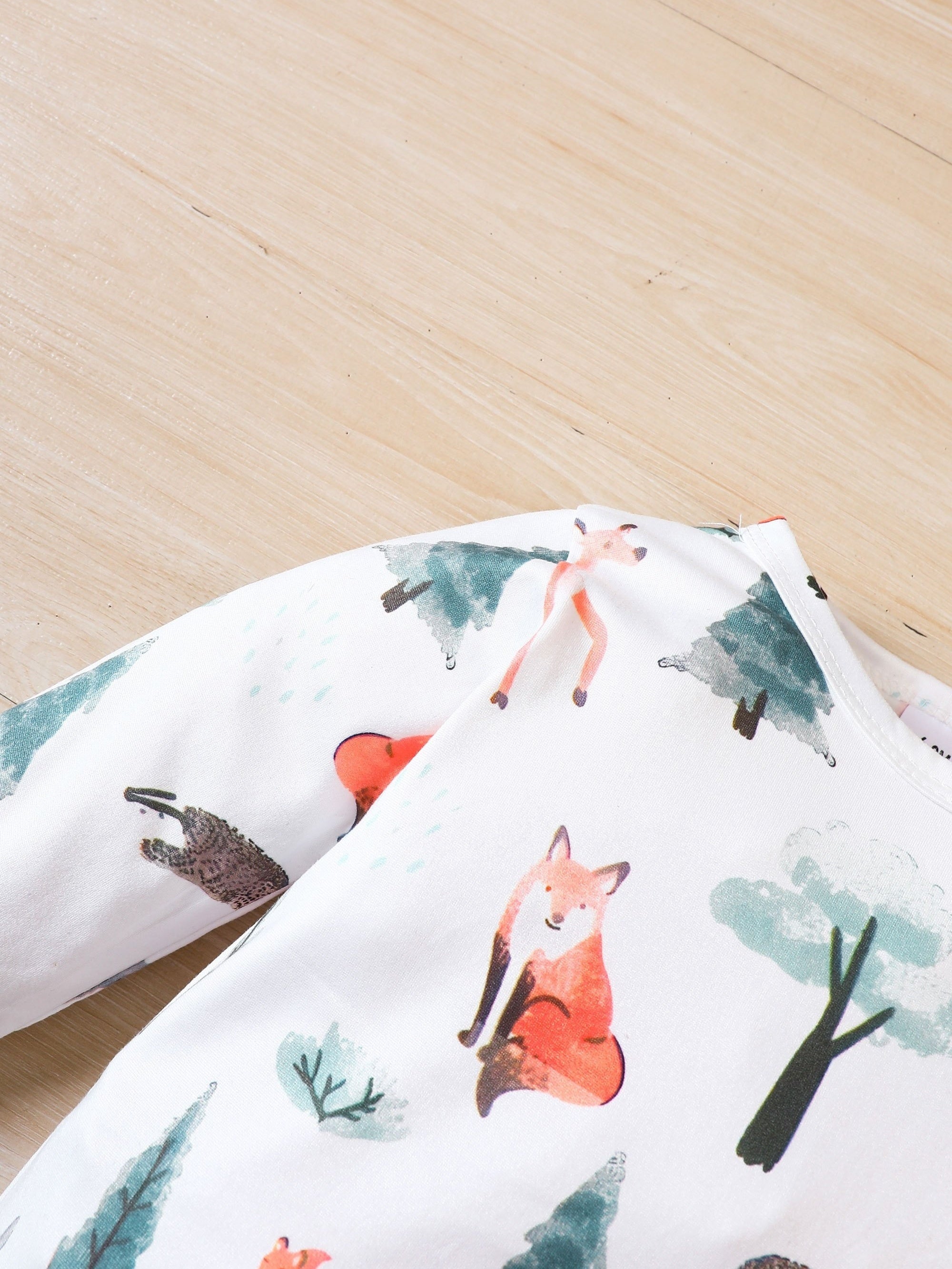 Baby Long Sleeve Cartoon Animal Graphic Romper