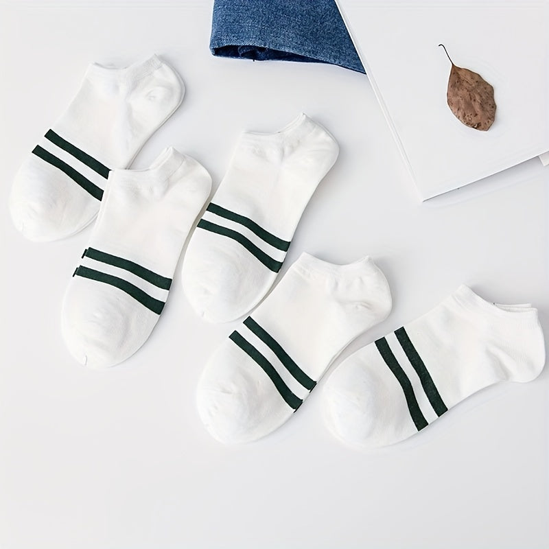 5Pairs Boys Kids Casual Striped Boat Socks Cotton Low Cut Ankle Socks