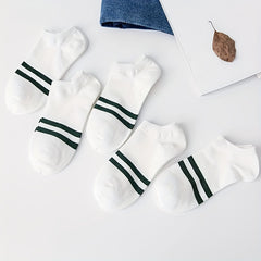 5Pairs Boys Kids Casual Striped Boat Socks Cotton Low Cut Ankle Socks