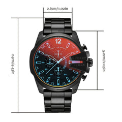KUERST Steel Strap Large Dial Chronograph Quartz Watch For Teenagers