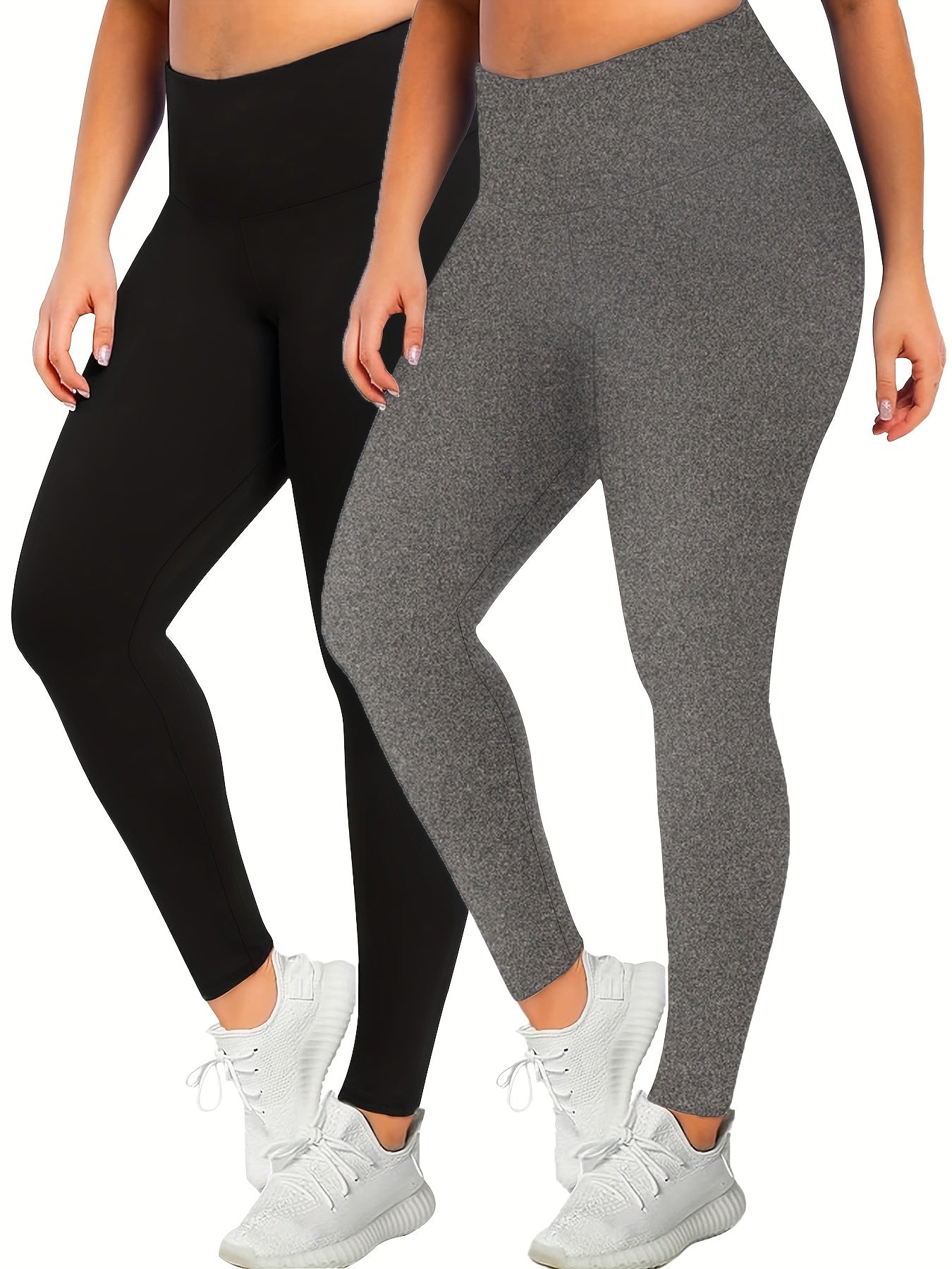 2 Pack Plus Size Sports Leggings High Rise Yoga Leggings Set