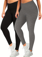2 Pack Plus Size Sports Leggings High Rise Yoga Leggings Set