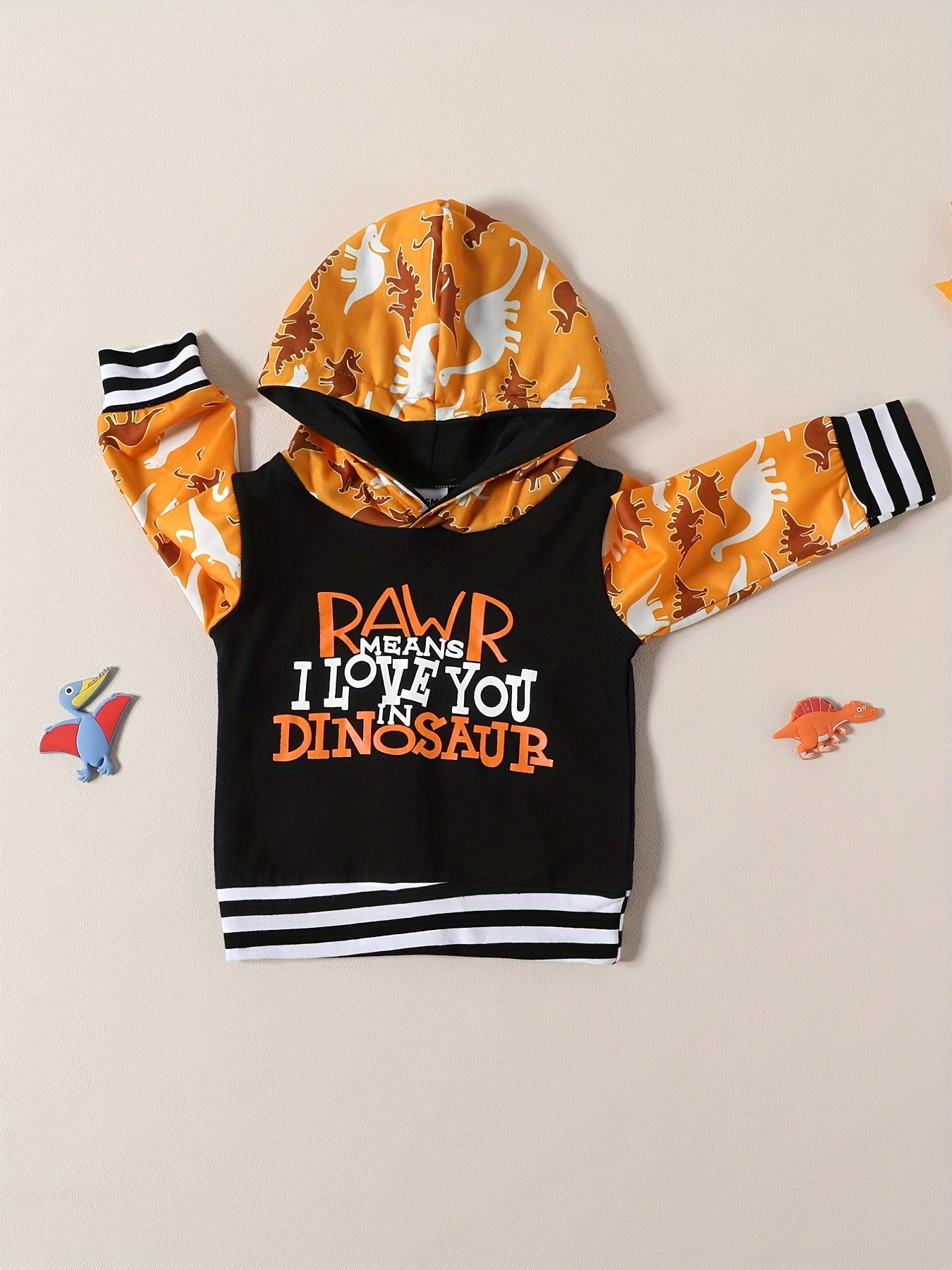 Boys Dinosaur Printed Hoodie & Pants Set Pop Casual Suit