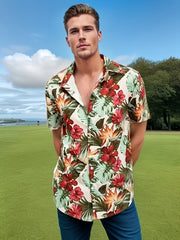 Men's Floral Pattern Short Sleeve Hawaii Shirt