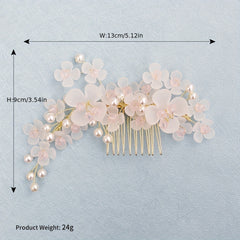 Flower & Faux Pearl Hair Comb Bridal Wedding Headwear