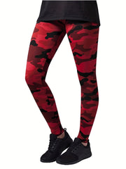 Camo Print High Waist Skinny Leggings Casual Every Stretchy Leggings