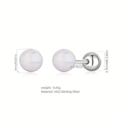 925 Silver Ball Stud Earrings for Kids Safe Round Zirconia Decor