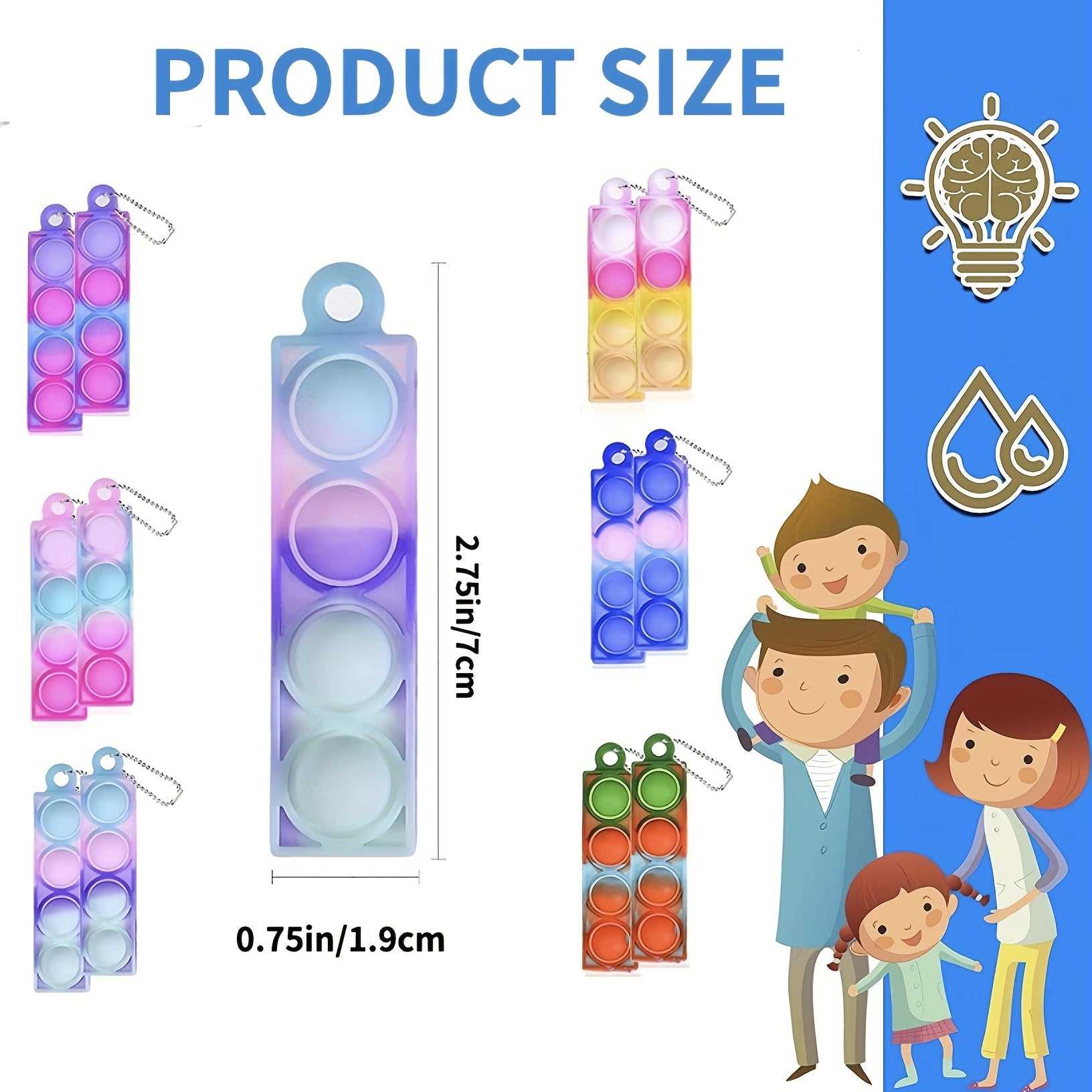 48 Pcs Mini Pop Keychain Fidget Toys Bulk for Toddlers
