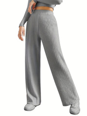 Ribbed Wide Leg Pants High Waist
