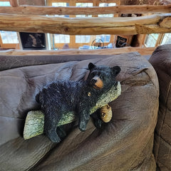 Bear Cub Napping Hanging Out In Tree Figurine Realistic Animal Wall Art
