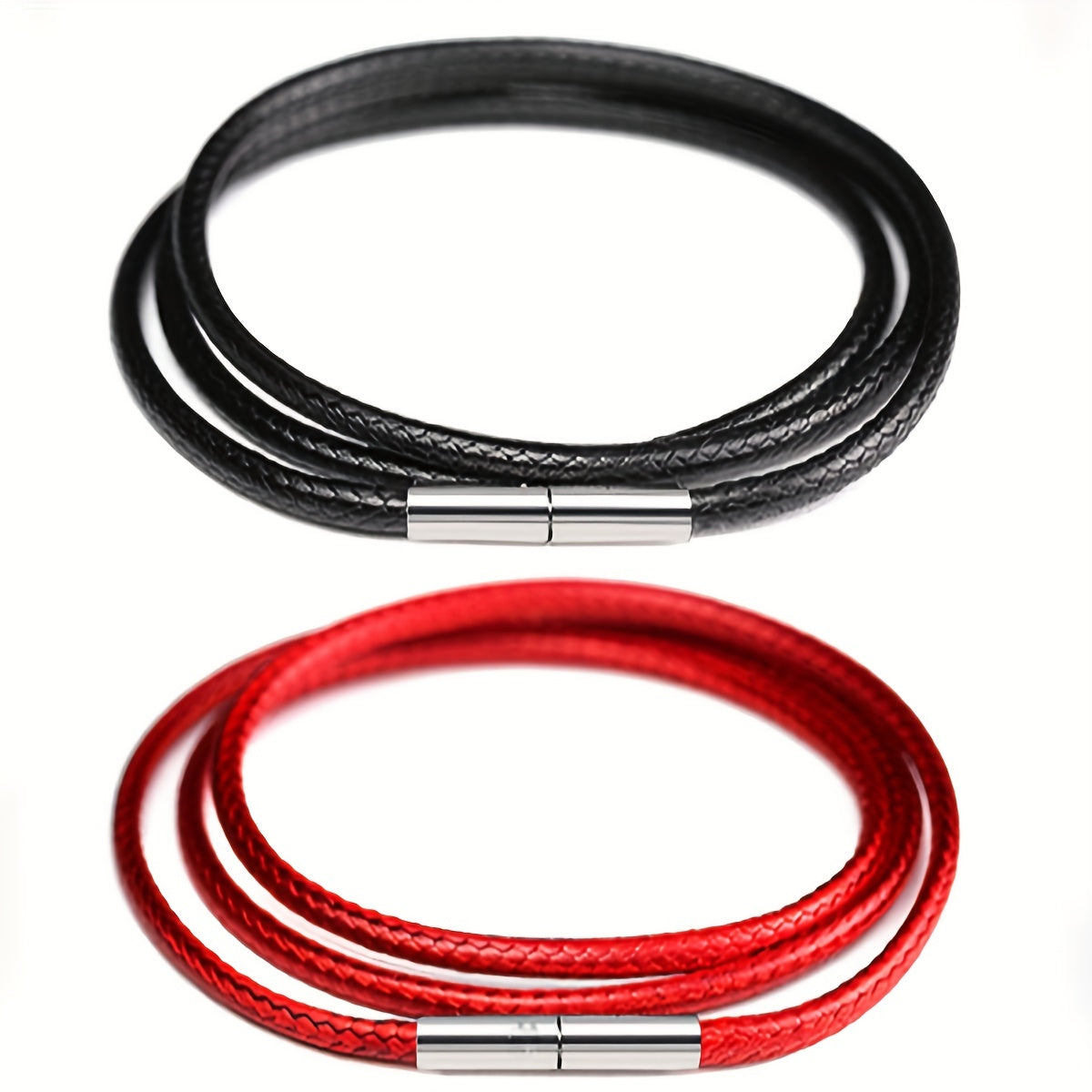 3mm Wax Leather Cord Choker Necklace Stainless Steel Clasp Thin 16 30 Mens